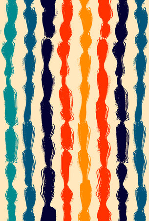 Vertical lines stripe geometric retro design, textile template/ Trendy striped interior decorationのイラスト素材
