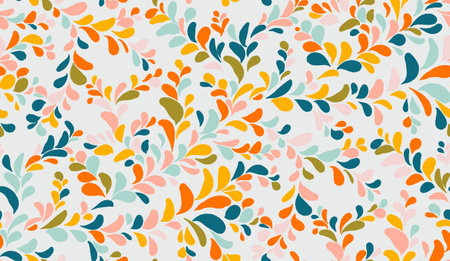 leaves seamless pattern floral design background. vintage Nature tropical plant  vivid colors, vector. Fabric textile artのイラスト素材