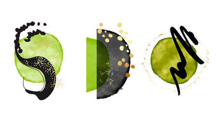 Memphis organic green abstract shape vector minimalist  painting designのイラスト素材