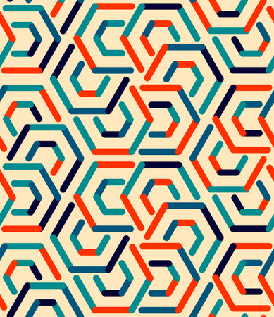 Abstract retro pattern fabric design, vintage wallpaper . vector. geometric mosaic shape , square ornament linesのイラスト素材