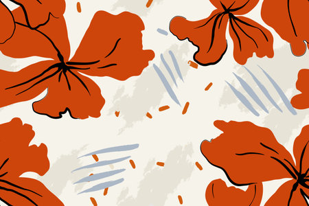 hibiscus pattern red flower summer print, aloha hawaii  organic designのイラスト素材