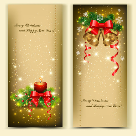 Christmas backgrounds with  branches of  spruce and decorative elementsのイラスト素材