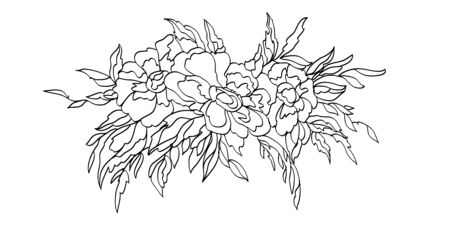 Coloring page with flowers. Freehand drawing in the vintage style. Vector illustration.のイラスト素材
