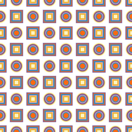 Abstract seamless pattern with colorful squares and circles. vector illustrationのイラスト素材