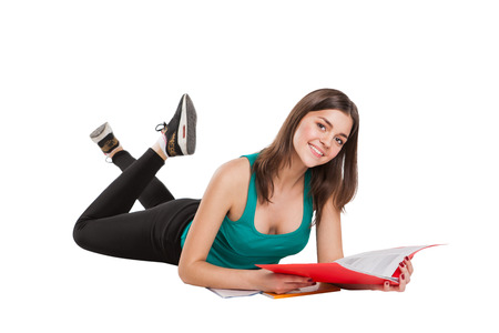 bright picture of happy and smiling student girlの写真素材