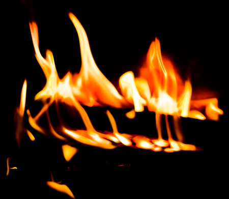 Fire in the fireplaceの写真素材