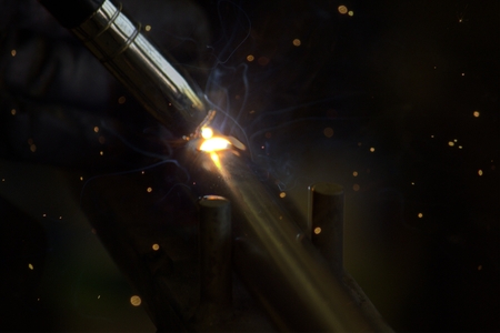 Welding steel with sparks