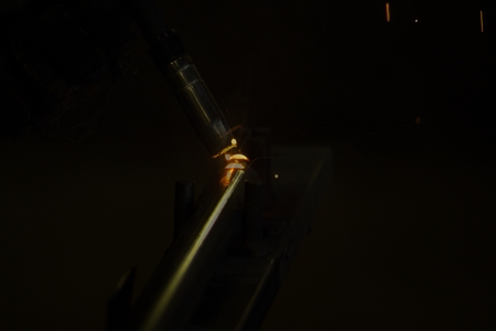 Welding steel with sparksの写真素材