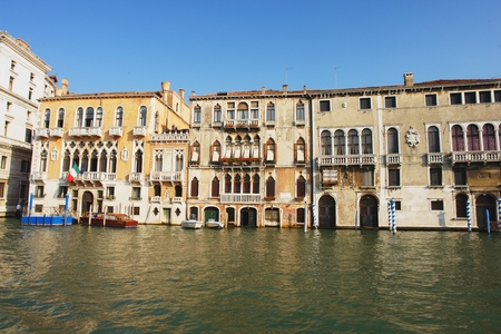 View from the boat on the Grand Canal, Veniceの写真素材