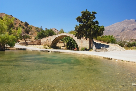 View of the Venetian bridge near Preveli, Creteの写真素材