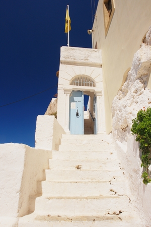 Entrance door to the monastery on Creteの写真素材