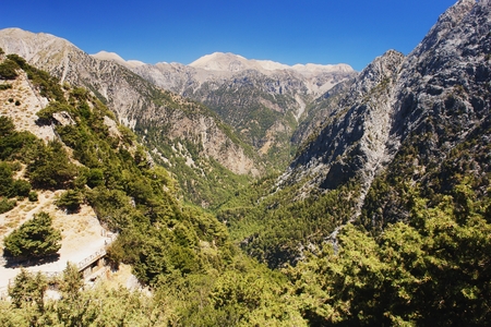 View of the Samaria Gorge, Crete, Greeceの写真素材