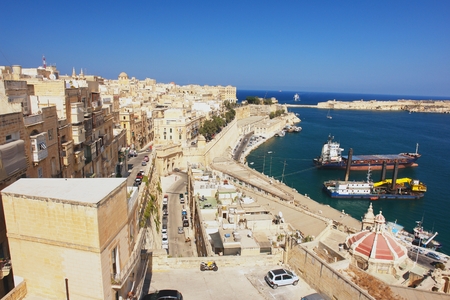 View from the Valletta of the Grand Harbour, Maltaの写真素材