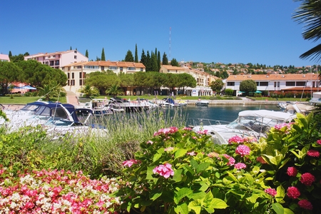 Portoroz, pier at resort hotel, Sloveniaの写真素材