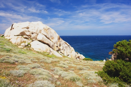 Capo Testa, view of the coast of Sardiniaの写真素材