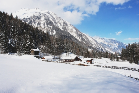 Winter landscape in the Hohe Tauern, Austrian Alpsの写真素材