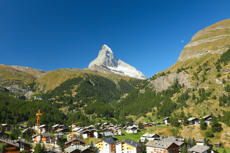 View of the Zermatt and the Matterhorn, Valais, Switzerlandの写真素材