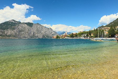 View of Malcesine on Lake Garda, Italyの写真素材