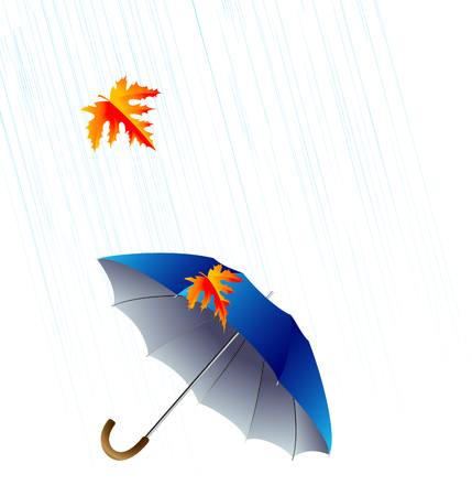 Umbrella and Rain. Single Flat Autumn Icon . Simple and Minimalistic Style. Vectorのイラスト素材