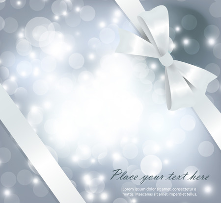 Christmas and New Year greeting card. Vector illustration. Blurred background. Snowy evening street with lights. Wallpaper.のイラスト素材