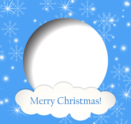 Christmas and New Year greeting card. Vector illustration. Blurred background. Snowy evening street with lights. Wallpaper.のイラスト素材