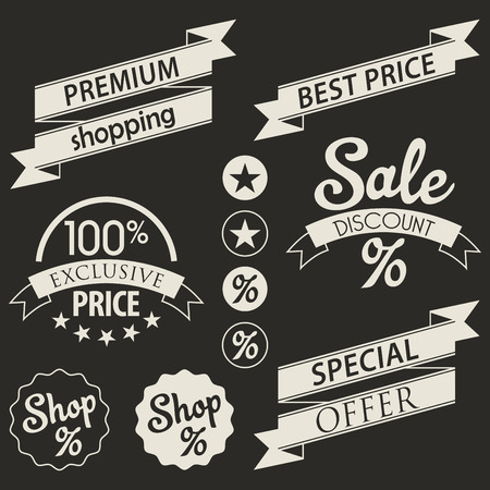 Set of stickers and ribbons, discount sale badge conceptのイラスト素材