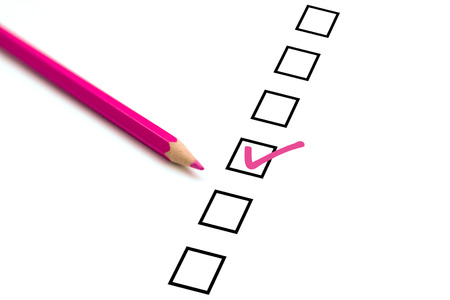 Pink colorful crayons filling survey, voting poll conceptの写真素材