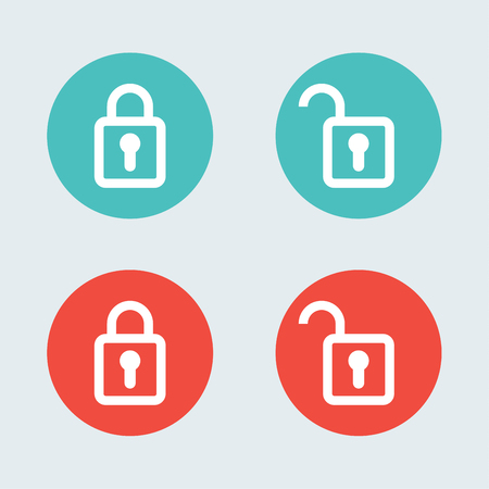 Lock flat icon design. Open and close mode.のイラスト素材