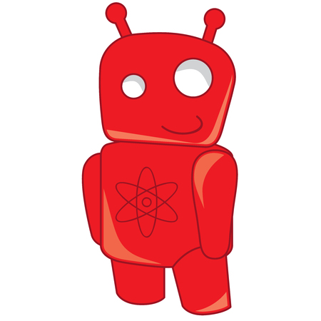 Smiling red robot toy with atom signのイラスト素材