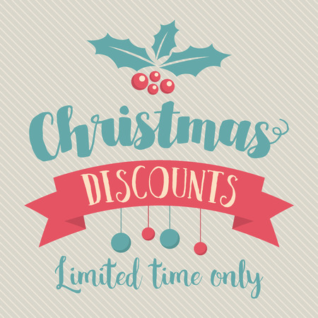 Retro and vintage Christmas and seasonal sale and discounts. Retail banner and poster.のイラスト素材