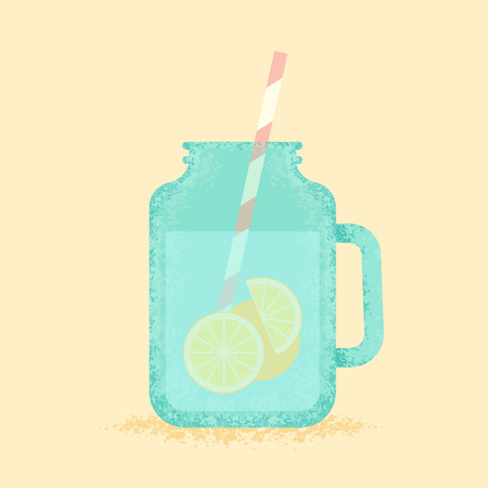 Summer delight. Fresh lemonade in a jar.のイラスト素材