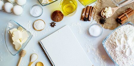 preparation for baking. Culinary concept. top view. selective focus foodの写真素材