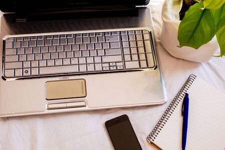 distance learning. online lessons. pandemicselective focus technologyの写真素材