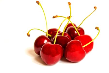 Cherries isolate on a white background.Selective focus. Natureの写真素材