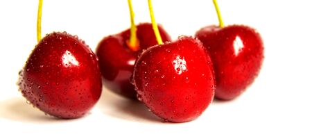 Cherries isolate on a white background.Selective focus. Natureの写真素材
