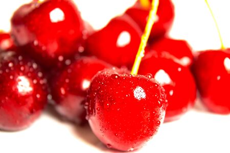 Cherries isolate on a white background.Selective focus. Natureの写真素材