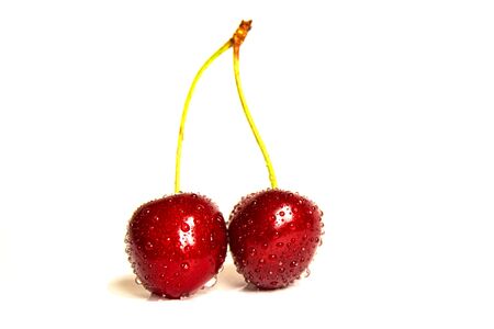 Cherries isolate on a white background.Selective focus. Natureの写真素材