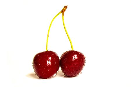 Cherries isolate on a white background.Selective focus. Natureの写真素材