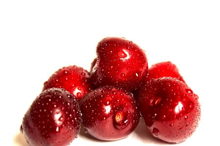 Cherries isolate on a white background.Selective focus. Natureの写真素材