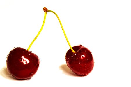 Cherries isolate on a white background.Selective focus. Natureの写真素材