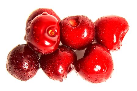 Cherries isolate on a white background.Selective focus. Natureの写真素材