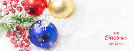 Merry Christmas and Happy New Year, Holidays greeting card background. Selective focus.の写真素材