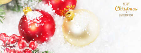 Merry Christmas and Happy New Year, Holidays greeting card background. Selective focus.の写真素材