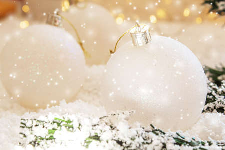 Merry Christmas Holidays greeting card background. Selective focus. nature.