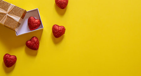 Valentine's day background. Gifts. Envelope. Hearts in a box. Valentine's day concept. Selective focus.holidaysの写真素材