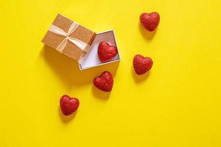 Valentine's day background. Gifts. Envelope. Hearts in a box. Valentine's day concept. Selective focus.holidaysの写真素材