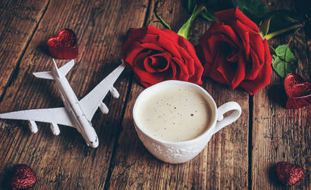 Valentine's Day. A beautiful gift trip. Selective focus. Holidayの写真素材