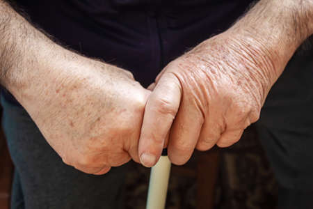 old people holding each hand. selective focus.peopleの写真素材