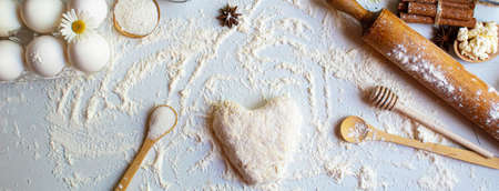 preparation for baking. Culinary concept. top view. selective focusの写真素材