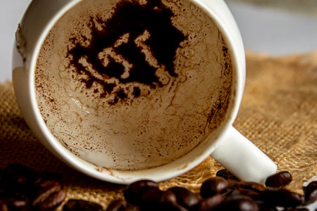 fortune telling on coffee grounds. selective focus.foodの写真素材